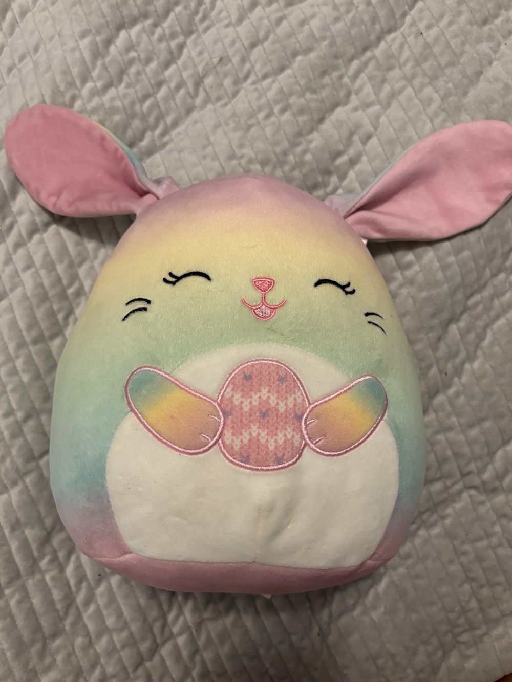 Squishmallows Pastel Rainbow Bunny Plush - Pink Ears